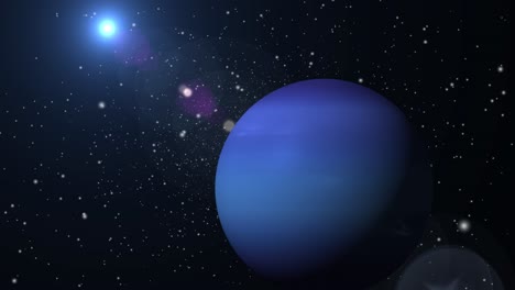 Der-Blaue-Planet-Neptun-Bewegt-Sich-Mit-Einem-Hellen-Licht-Im-All
