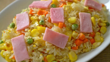 Homemade-fried-rice-with-ham-and-mixed-vegetable