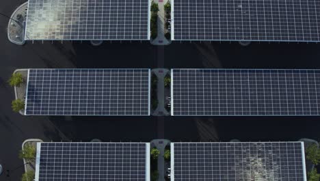 Shiny-black-solar-panels-in-the-sunlight--Top-view