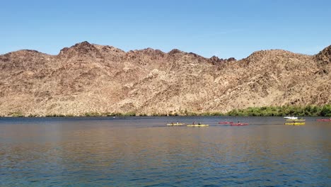 Colorful-Paddle-boats-on-Lake-Mead-at-Willow-Beach