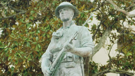 Close-up-of-a-soldier-statue-at-a-war-memorial