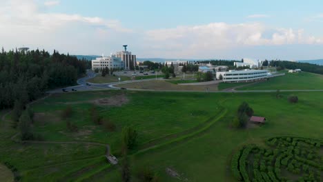 4K-Drone-Video-of-Campus-of-the-University-of-Alaska-Fairbanks,-AK-during-Summer-Day-1