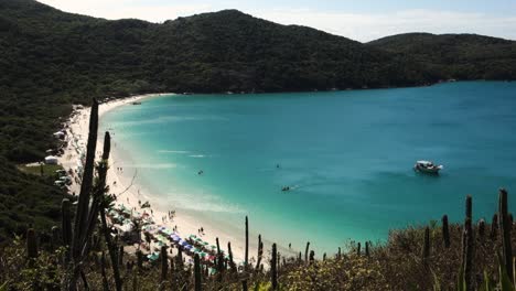 Panoramic-static-view-of-Forno-beach-in-Arraial-do-Cabo,-Rio-de-Janeiro-state,-Brazil