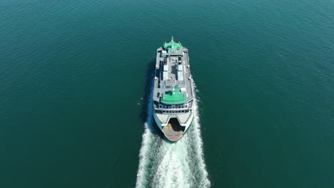 Overhead-aerial-shot-of-a-Washington-State-ferry-sailing-from-Clinton-to-Mukilteo