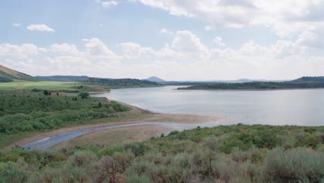 Green-fields,-mountains,-water-and-inlets-show-the-beauty-of-Caribou-County-Idaho