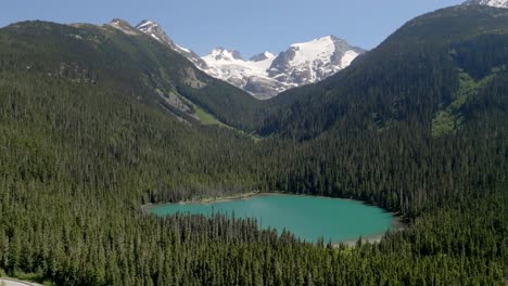 Aerial-View-Of-Turquoise-Lower-Joffre-Lake-At-Joffre-Lakes-Provincial-Park-In-Canada