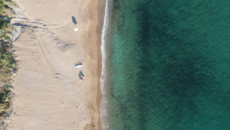 Aerial-top-down-shot-sandy-beach