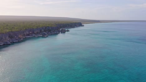 Rugged-Shore-With-Serene-Ocean-At-Bahia-De-Las-Aguilas,-Pedernales,-Republica-Dominicana