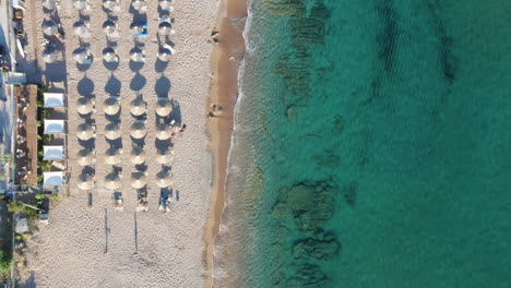 Aerial-top-down-shot-of-a-sandy-beach