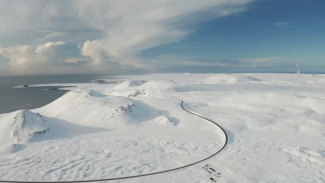 Disparo-De-Drones-Para-La-Carretera-En-Islandia-En-Invierno