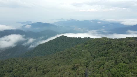 Panoramic-view-of-Serra-do-Mar-with-fog,-Brazil