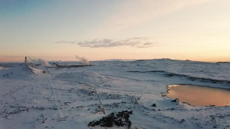 Drohnenschuss-Für-Die-Küste-In-Island-Mit-Sonnenuntergang-1