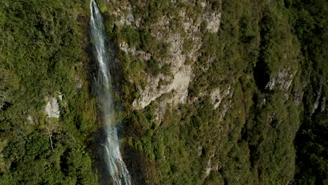 Breathtaking-View-Of-Cascada-De-La-Virgen-Waterfall-In-The-City-Of-Banos,-Tungurahua-Province-of-Ecuador