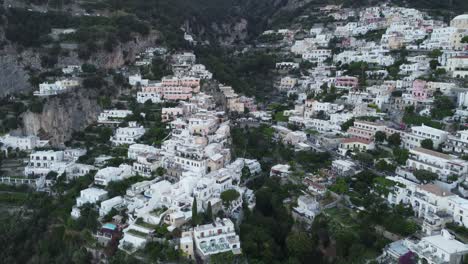 View-fo-Positano-from-the-sky,-city,-mountain-from-above