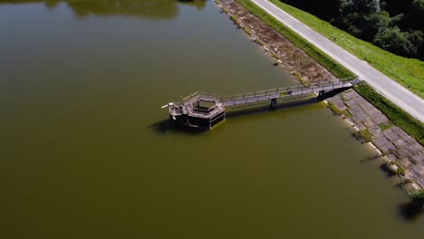 Arial-drone-shot-of-Dam-Hole-in-Lithuania