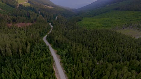 Highway-99-Zwischen-Bewaldeten-Landschaften-Mit-Blick-Auf-Schneebedeckte-Berge-In-Der-Nähe-Von-Pemberton,-BC,-Kanada