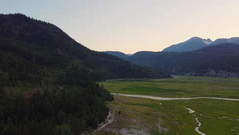 Aerial-Drone-Tree-Covered-Mountains-Near-Soo-River-British-Columbia-Canada-4K