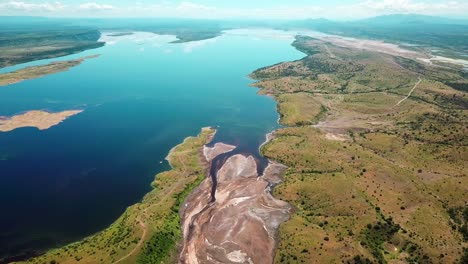 Aerial-Panoramic-View-Of-Lake-Magadi-Soda-In-Rift-Valley,-Kenya,-East-Africa
