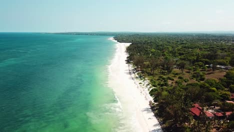 Dense-Forest-And-White-Sand-Seashore-At-Kilifi-Bay-Beach-Resort-In-Coast-Of-Kenya,-East-Africa