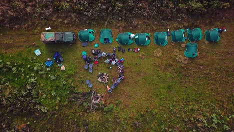 Overhead-View-Of-Campers-During-The-Mount-Elgon-Hike-In-Kenya,-East-Africa