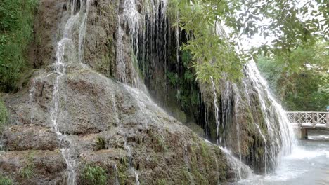 Beautiful-cascade-waterfall-at-Monasterio-de-Piedra,-Spain