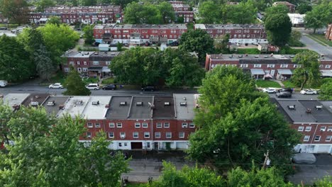 Aerial-footage-of-row-houses-in-urban-city-area