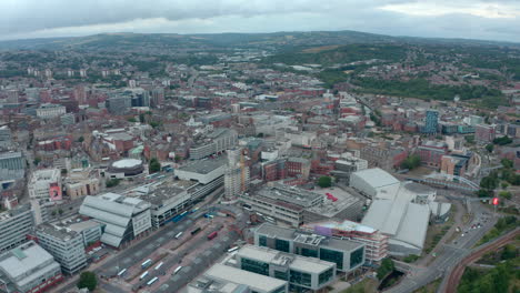 Establishing-reveal-drone-shot-of-Central-Sheffield-city-UK