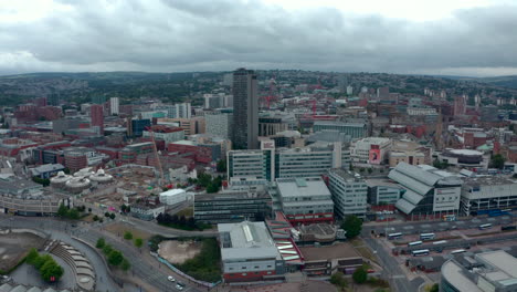 Rising-pan-down-drone-shot-of-Sheffield-city-centre-UK