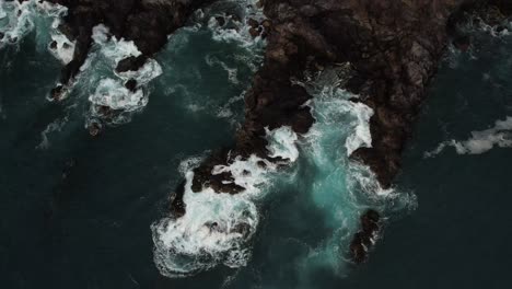 Top-down-view-of-rugged-rocky-shoreline-in-Tenerife