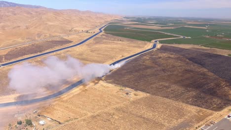 Aerial-drone-record-of-California's-central-valley-on-fire