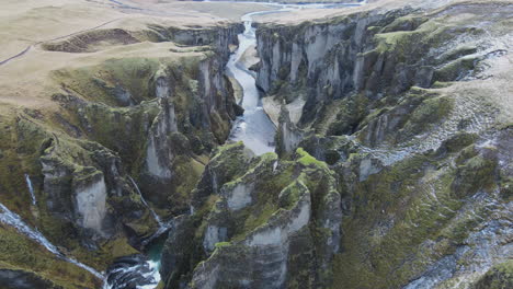Fjadrargljufur-canyon-aerial-shot-in-Iceland-in-early-winter-8