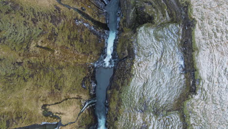 Fjadrargljufur-canyon-aerial-shot-in-Iceland-in-early-winter-3