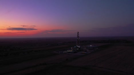 Aerial-beautiful-sunset-natural-gas-drilling-rig-working