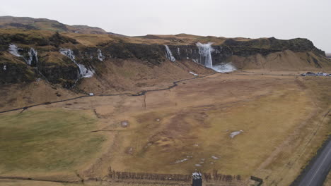 Aerial-shot-of-Seljlandsfoss-in-Iceland