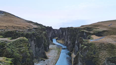 Fjadrargljufur-canyon-aerial-shot-in-Iceland-in-early-winter-7
