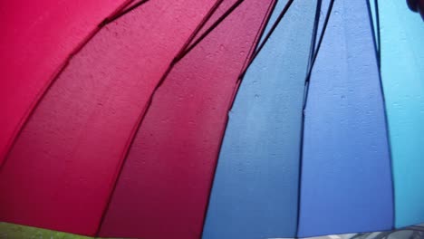 Blick-Unter-Einen-Bunten-Regenschirm,-Während-Es-Regnet-2
