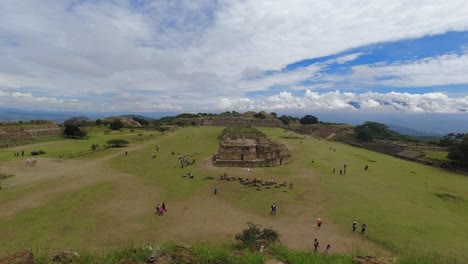 Time-lapse-of-monte-alban-pyramids-ruins-unesco-Mexican-tourist-site-attraction-ancient-Maya-civilisation