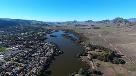A-daytime-summer-aerial-establishing-shot-of-San-Luis-Obispo-in-southern-California