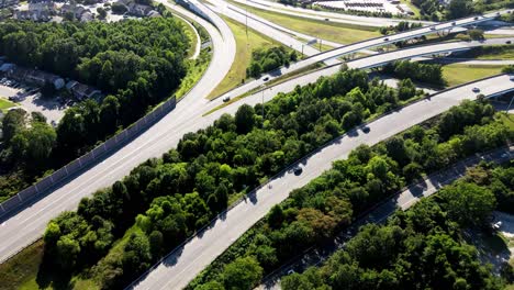Aerial-View-Of-Expressway-Beside-Oak-Grove-Lake-In-Chesapeake