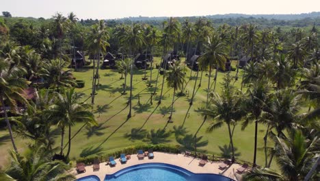 A-drone-shot-view-of-a-stunning-and-tropical-resort-in-Thailand
