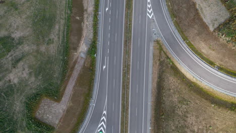 Birds-eye-view-looking-down-at-empty-highway