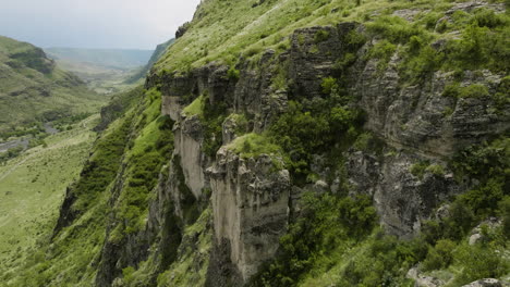 Steep-Rock-Walls-On-Towering-Cliffs-Near-Khertvisi-Fortress-In-Aspindza,-Southern-Georgia