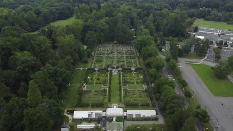 Symmetrical-Reynolda-Gardens-fly-over-in-Summer