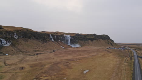 Aerial-shot-of-Seljlandsfoss-in-Iceland-2