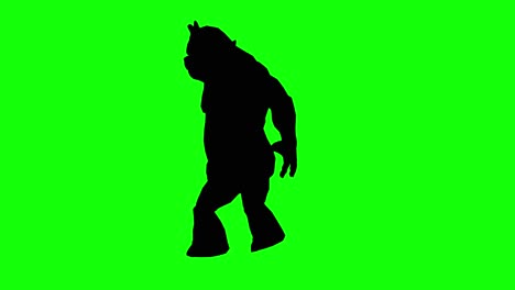 Silhouette-of-a-fantasy-creature-monster-beast-standing-idle-on-green-screen,-side-view