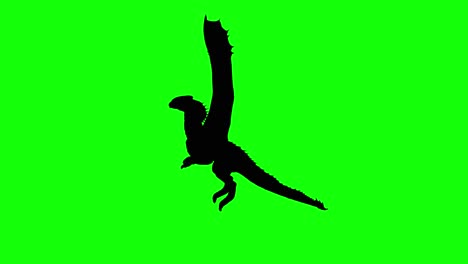 Silhouette-of-a-fantasy-creature-monster-dragon-flying-on-green-screen,-side-view