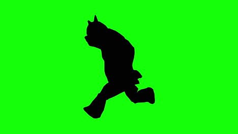 Silhouette-of-a-fantasy-creature-monster-beast-running-on-green-screen,-side-view