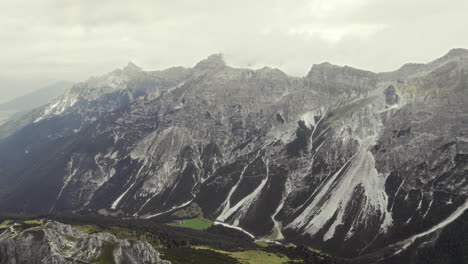 Cinematic-aerial-of-an-Alpine-mountain-range-at-Stubai-in-Austria-1
