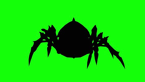 Silhouette-of-a-fantasy-creature-monster-spider-walking-on-green-screen,-front-view
