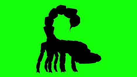 Silhouette-of-a-fantasy-creature-monster-scorpion-attacking-on-green-screen,-side-view